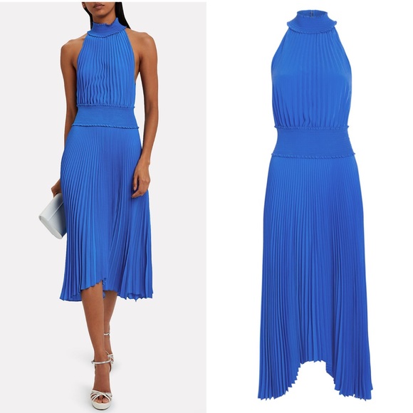 A.L.C. Renzo B Pleated Midi Dress in Adriatic Blue Size 0 - Picture 8 of 10